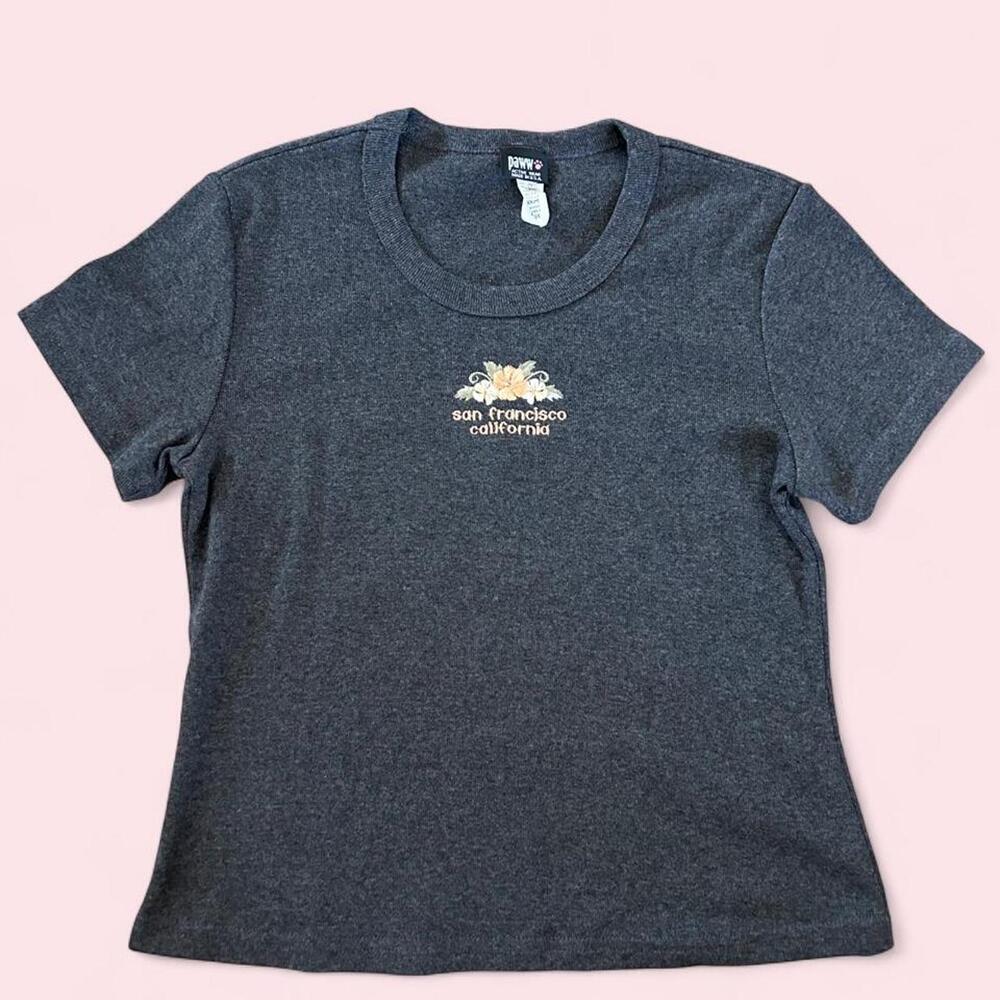 Vintage Embroidered Gray San Francisco California baby tee